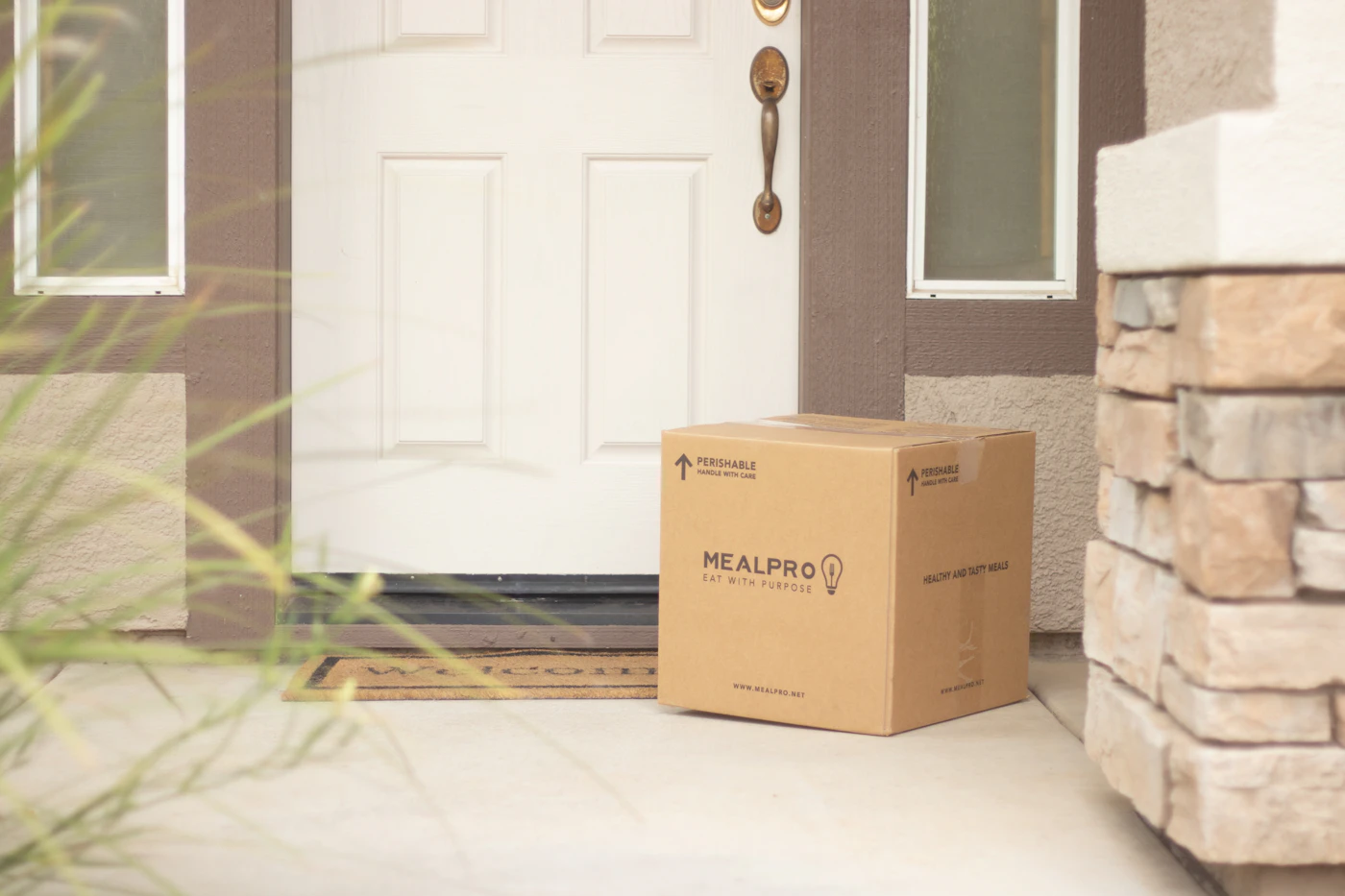 Medical supply box delivered to a front door