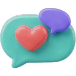 Mental health billing icon showing a heart inside a speech bubble