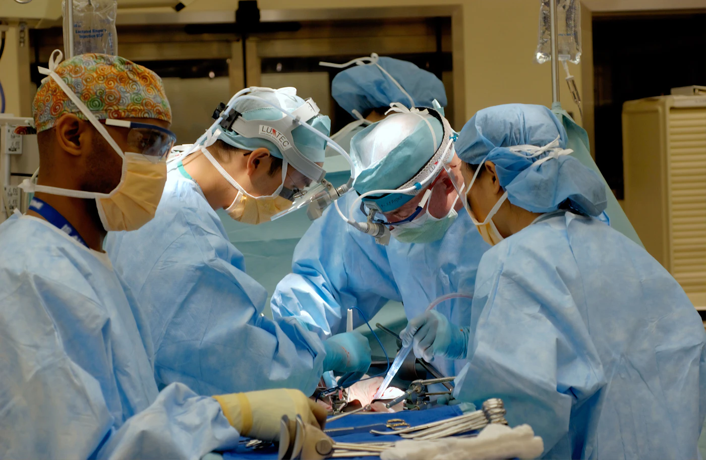 Surgical team operating in an operating room